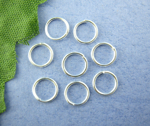 10mm Silver Plated Jump Rings, Open, Thin jump rings, bright silver jump rings, 10mm x 0.7mm, 21/22 gauge wire, 600 pieces, jum0159