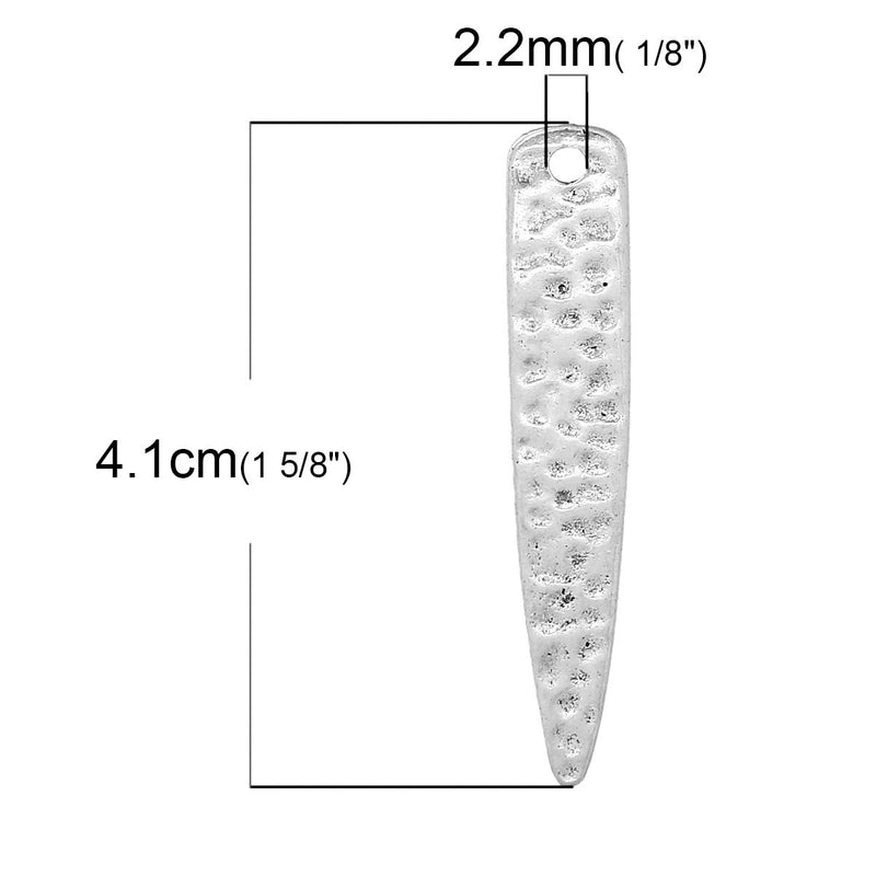 5 SPIKE DAGGER Point Hammered Metal Silver Charm Pendants, chs2242a