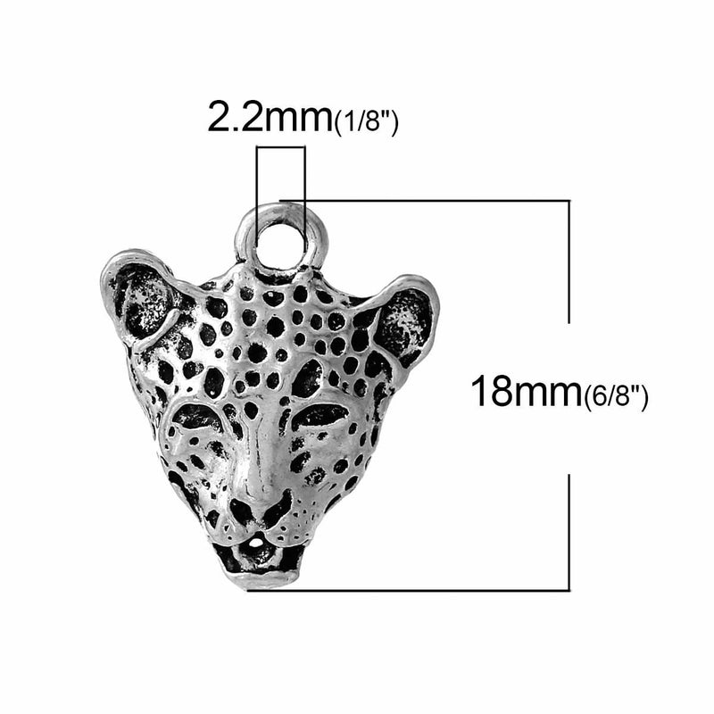 10 LEOPARD CHEETAH Cat Antique Silver Tone Metal Animal Charm Pendants . chs2263