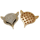 Large RHINESTONE FOX Head Gold-Plated Embellishment for Gluing or Sewing, chg0364