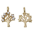 6 SMALL TREE of Life Gold Plated Rhinestone Charm Pendants, 16mm . chg0358