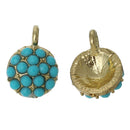 5 BLUE POLKA Dot Round Charms, Enamel Charm Pendants, gold plated, 3/8" dia. Chg0360