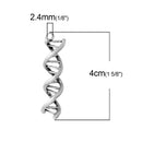 5 Large DNA HELIX Charms, 4cm long, antique silver tone metal pendants, science geek jewelry, geek charms, science charms, chs2235