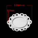 10 FILIGREE CABOCHON Blank Silver Played Bezel Tray 2-Hole Connectors, 32x24mm (Fits 18x13mm), frame bezel tray, oval bezel charm, chs2236a