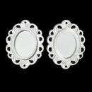 100 FILIGREE CABOCHON Blank Silver Played Bezel Tray 2-Hole Connectors, 32x24mm (Fits 18x13mm), frame bezel tray, oval bezel charm, chs2236b