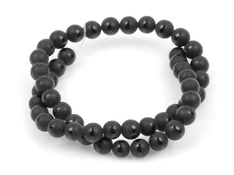 10mm BLACK ONYX Round Gemstone Beads, smooth gemstone beads, matte with a polished band around the middle, natural, full strand, gon0032