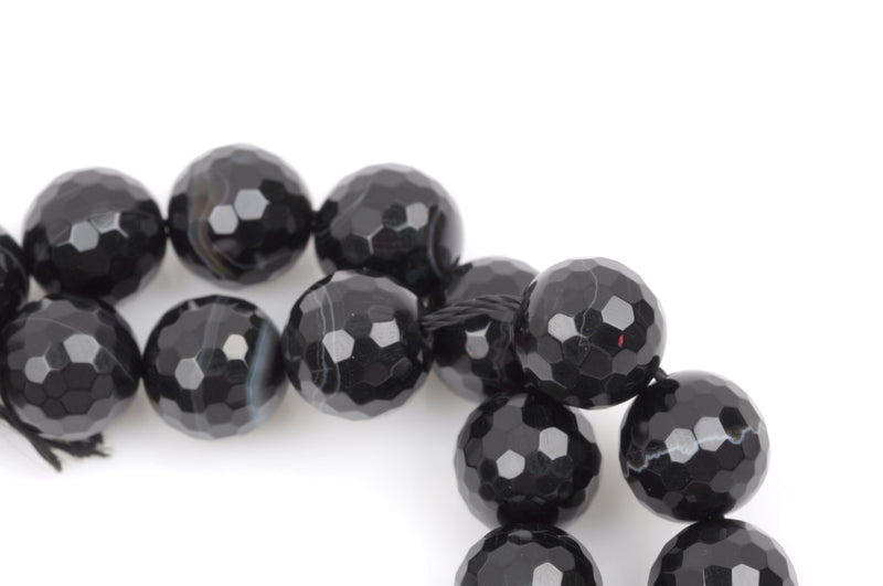 8mm BLACK and WHITE AGATE Round Gemstone Beads, faceted, Brazilian Agate, natural, full strand  gag0216