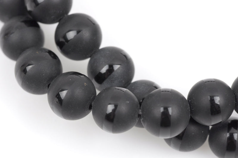 6mm BLACK ONYX Round Gemstone Beads, smooth gemstone beads, matte with a polished band around the middle, natural, full strand, gon0031