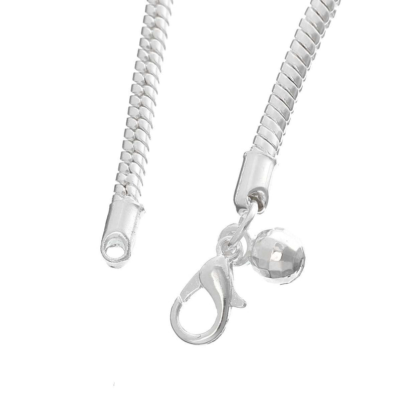 5 Silver Plated Snake Chain Necklaces with Lobster Clasp, 24" long  fch0335