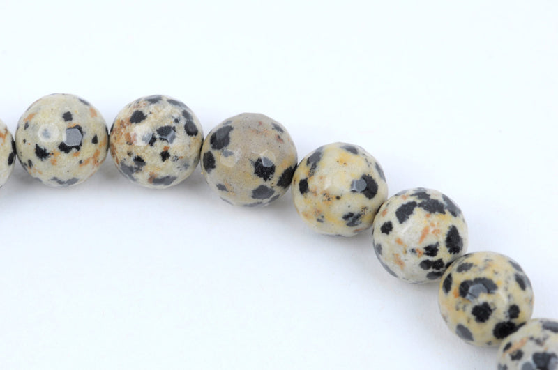 4mm DALMATIAN JASPER Beads, Round Gemstone Beads, Faceted, Dalmation Jasper, Black and Tan Spotted gemstone beads, full strand, gja0098