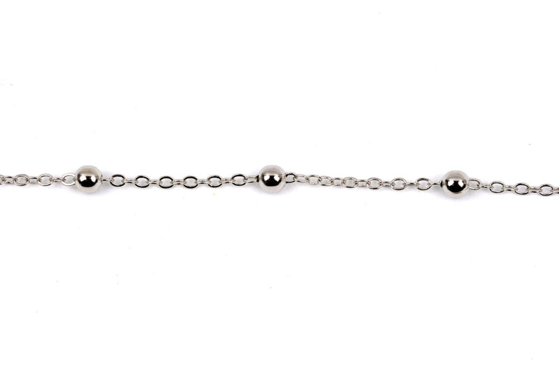 20 yards (60 feet) Silver Tone Ball and Link Chain, Bead Chain, Round Balls are 4mm, fch0332b