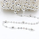 1 yard Silver Plated Ball and Link Chain, Bead Chain, Round Balls are 4mm, fch0333a