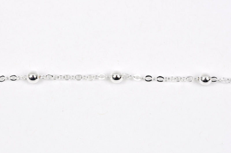 20 yards (60+ feet) Silver Plated Ball and Link Chain, Bead Chain, Round Balls are 4mm, fch0333b
