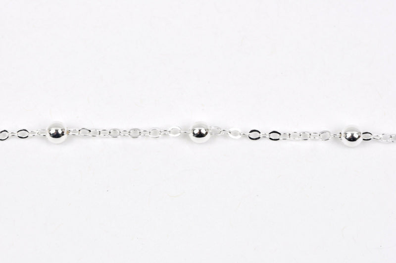 1 yard Silver Plated Ball and Link Chain, Bead Chain, Round Balls are 4mm, fch0333a