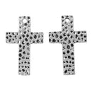 5 SILVER CROSS Religious Pendant Charms, religious charms, Hammered Metal textured cross pendant, 1-1/8" tall,  chs2241a