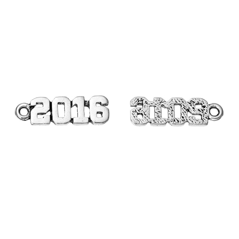 10 Antique Silver 2016 Graduation Charm Pendants, Varsity font, 2016 graduation charm,  chs2244