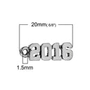 10 Antique Silver 2016 Graduation Charm Pendants, Varsity font, 2016 graduation charm,  chs2244