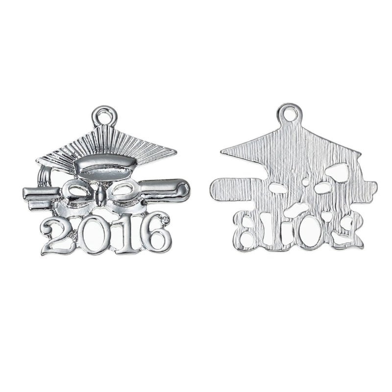 5 2016 Graduation Cap Charm Pendants, 2016 graduation charm, diploma and mortar board, chs2246