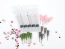 Assorted Luer Loc Tips and Glue Syringes, Crystal Ninja rhinestone pickup tool kit, 20, 16 and 14 gauge, 15 tips and 5 syringes tol0447