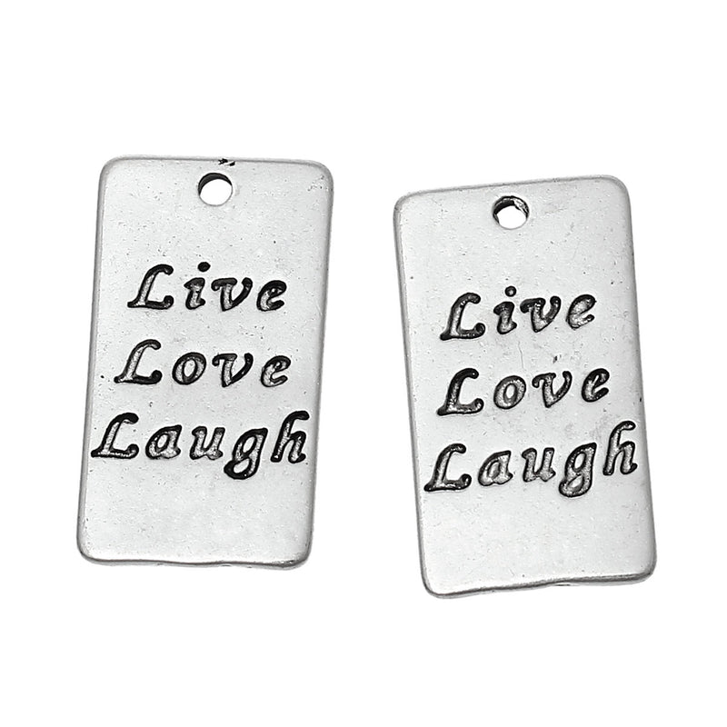 10 Live Love Laugh charms pendants, silver tone, affirmation charm, chs2248