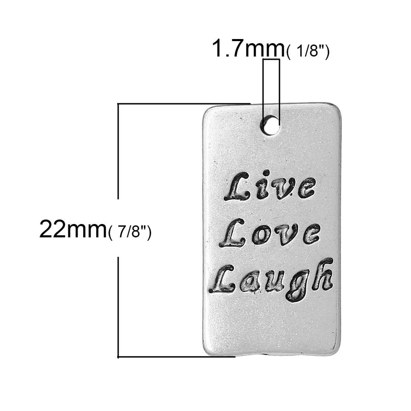 10 Live Love Laugh charms pendants, silver tone, affirmation charm, chs2248