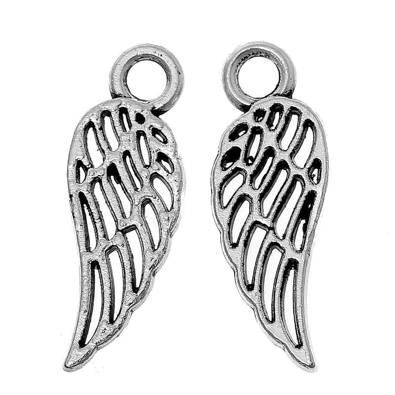 10 Filigree wing charms pendants, antique silver charms, chs2251a