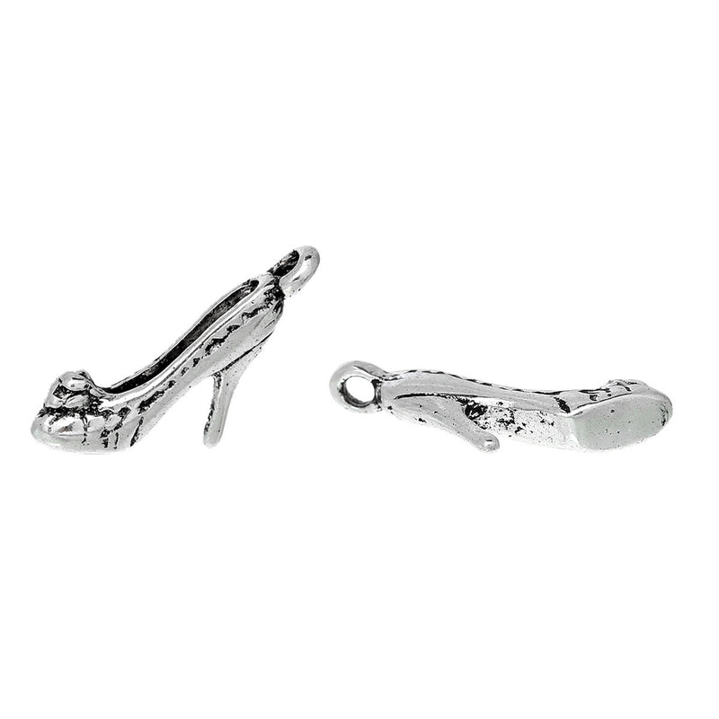 6 Fancy high heel shoe charms, antique silver charms, chs2252