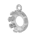5 Bezel flower round cabochon setting charm pendants (fits 10mm), bezel tray, silver tone charms, chs2260