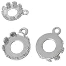 5 Bezel flower round cabochon setting charm pendants (fits 10mm), bezel tray, silver tone charms, chs2260