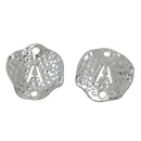5 Silver letter A connector Charms, Monogram A Charms, Alphabet A, hammered metal, 1/2" diameter domed connector links, findings, chs2255