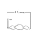 5 Triple teardrop connector link charms, silver plated charms, chs2262