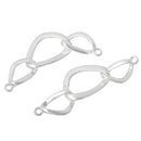 5 Triple teardrop connector link charms, silver plated charms, chs2262