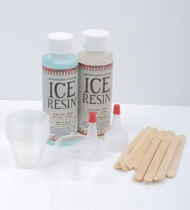 ICE RESIN Kit, Clear Jewelry Resin Starter Kit, plastic cups, doming kit, Jeweler Grade Clear Epoxy Resin, Low Odor, adh0029