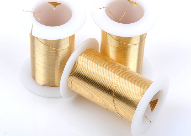 26ga Gold CRAFT WIRE, Tarnish Resistant wire wrapping, 26 gauge, 26 ga gold wire, Bead Smith Wire, 34 yards (102 feet) spool wir0035