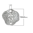 5 Silver letter G connector Charms, Monogram G Charms, Alphabet G, hammered metal, 1/2" diameter domed connector links, findings, chs2373