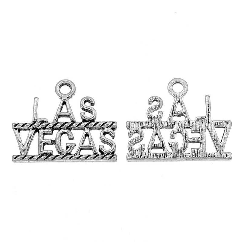 5 LAS VEGAS Antique Silver Charm Pendants, 26mm x 21mm, chs2265