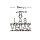 5 LAS VEGAS Antique Silver Charm Pendants, 26mm x 21mm, chs2265