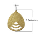 10 Gold Brass Stardust Charm Pendant Connectors, TEARDROP shape, 1 to 5 connector findings, brass findings, 33x26mm, chg0375