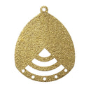 10 Gold Brass Stardust Charm Pendant Connectors, TEARDROP shape, 1 to 5 connector findings, brass findings, 33x26mm, chg0375