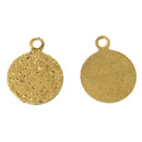 20 Gold Brass Stardust ROUND Charm Pendants, gold dot charms, 10mm x 8mm, chg0367a