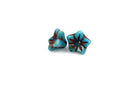 25 TURQUOISE with RED PICASSO Bell Flower Tulip Czech Glass Beads 9x6mm bgl1338