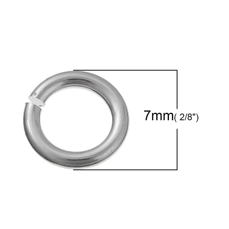 50 Aluminum Opened Jump Rings, 7mm x 1.2mm, 16 gauge, jum0160a