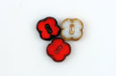 15 RED AND WHITE Poppy Flower Czech Glass Beads 12mm bgl1342