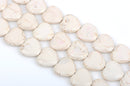 30mm Howlite Heart Beads, WHITE, Puffy Heart Beads, Puffed Heart Beads, full strand, 14 beads per strand, how0412