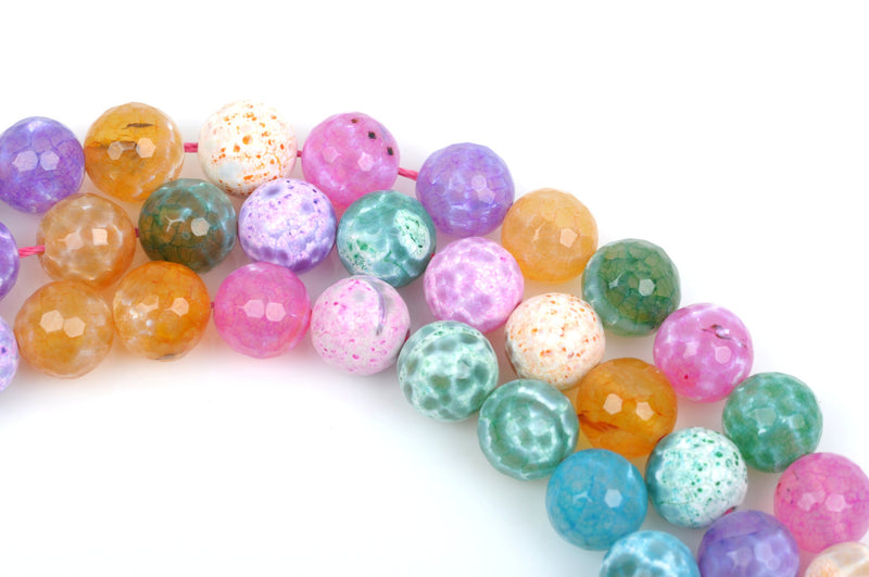 10mm PASTEL AGATE Round Beads, Agate Gemstone Beads, Faceted, full strand, 38 beads per strand, gag0219