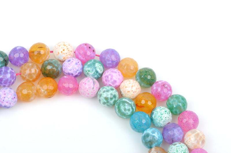 12mm PASTEL AGATE Round Beads, Agate Gemstone Beads, Faceted, full strand, 33 beads per strand, gag0218
