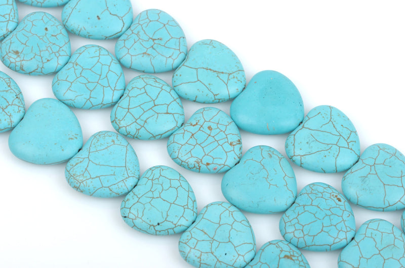 8mm Howlite Stone Beads TURQUOISE BLUE HEARTS, full strand, about 56 beads  how0550