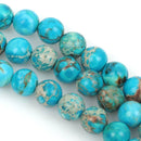 8mm Turquoise Blue AQUA TERRA JASPER Beads, Smooth Round Beads, Round Gemstone Beads, full strand, 52 beads per strand, gja0099