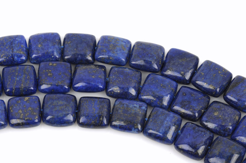 12mm LAPIS LAZULI Square Beads, Smooth Puffy Gemstone Beads, full strand, 33 beads per strand, gla0014