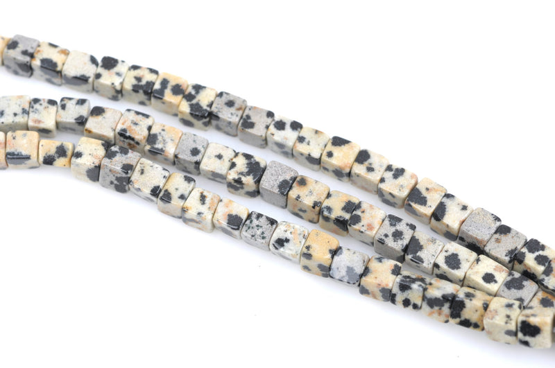 4mm DALMATIAN JASPER Cube Beads, Jasper Gemstone Beads, full strand, 94 beads per strand, gja0100